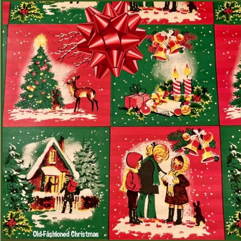 ヴィンテージのクリスマス包装紙 ジグソーパズルオンライン