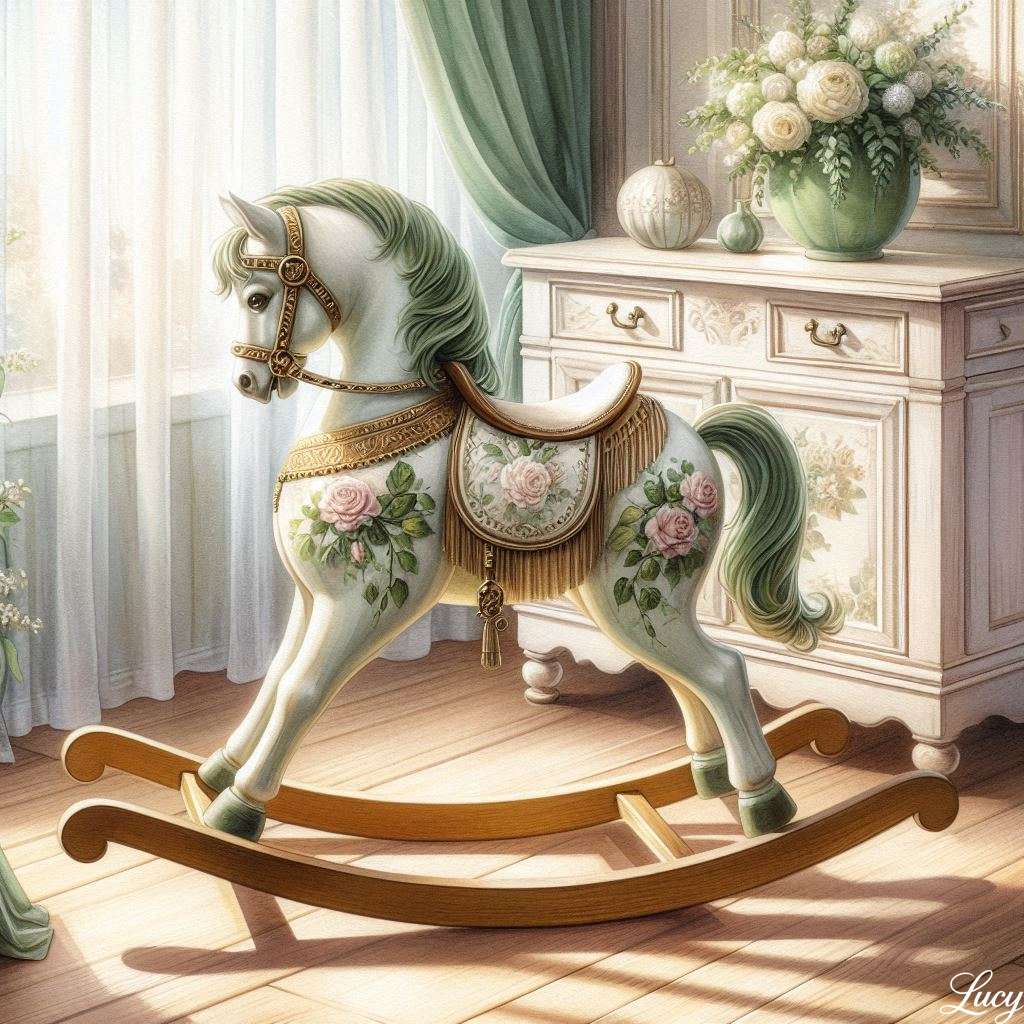 ヴィンテージ風の木製ロッキング・ホース ジグソーパズルオンライン