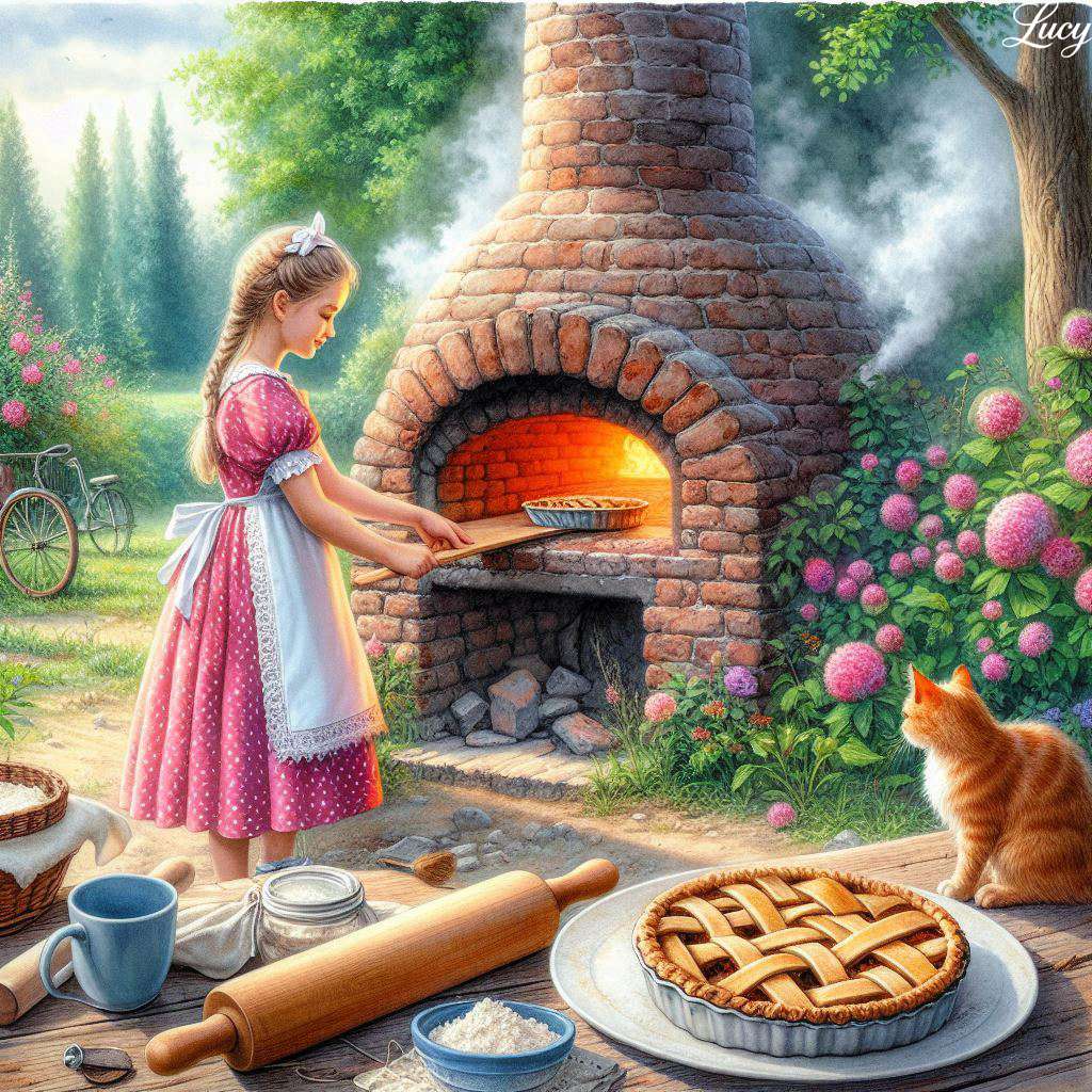 少女が登場する田園風景 ジグソーパズルオンライン