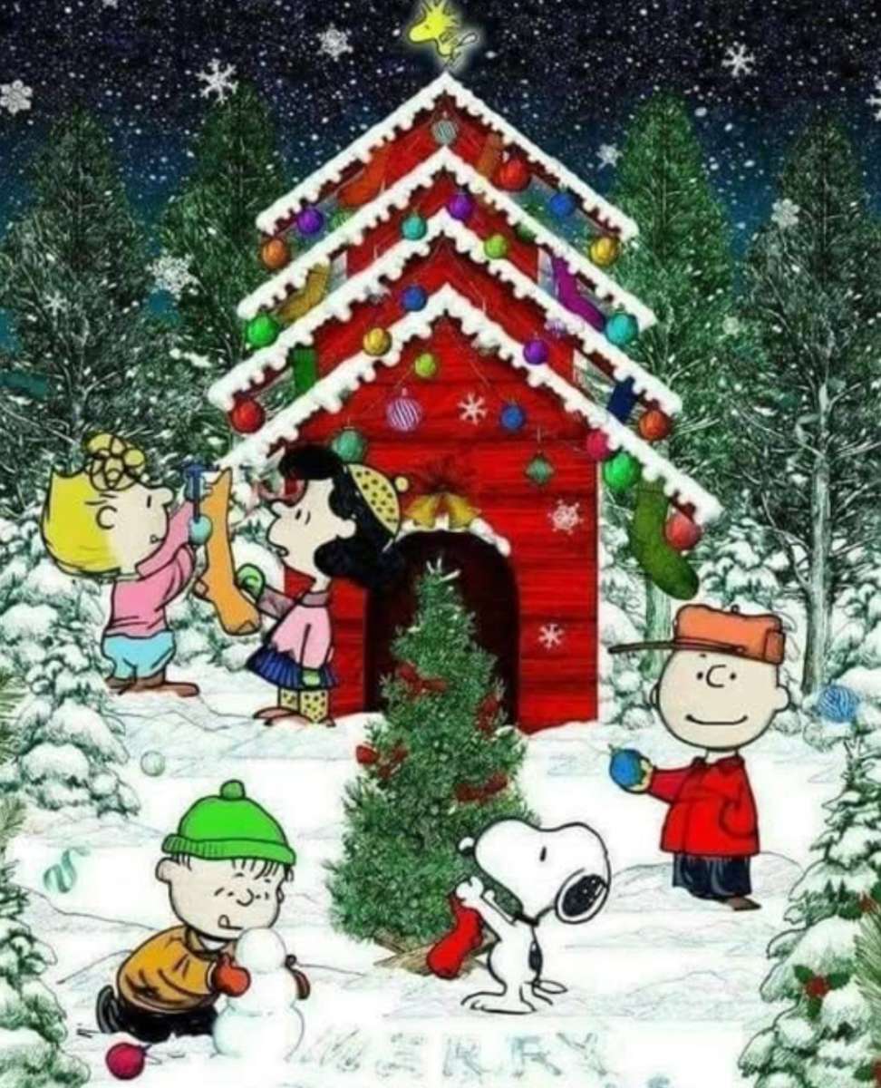 A little red house glowing with Christmas cheer. オンラインパズル