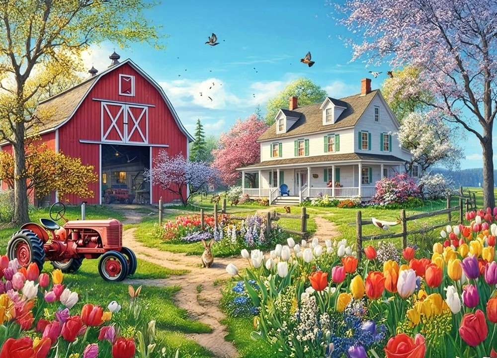 春の牧場風景 オンラインパズル