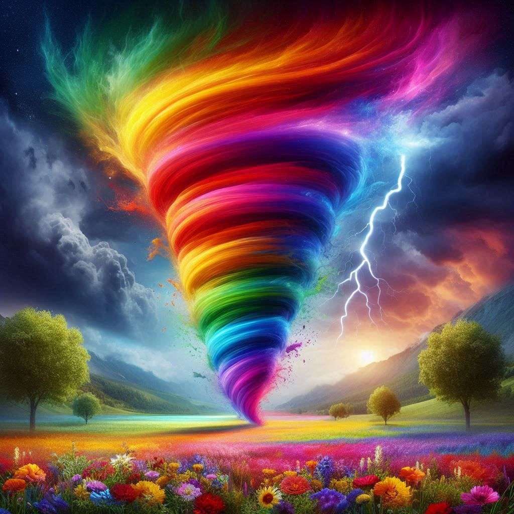 カラフルな虹の竜巻 ジグソーパズルオンライン