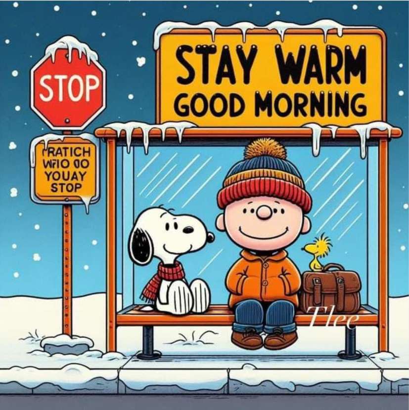 バスを待つスヌーピー、チャーリー、ウッドストック。 オンラインパズル