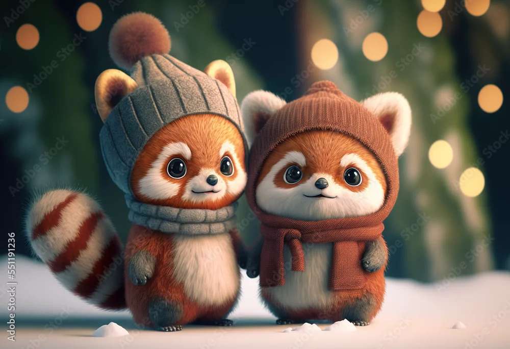 クリスマス・スピリットに浸るリトル・パンダたち オンラインパズル