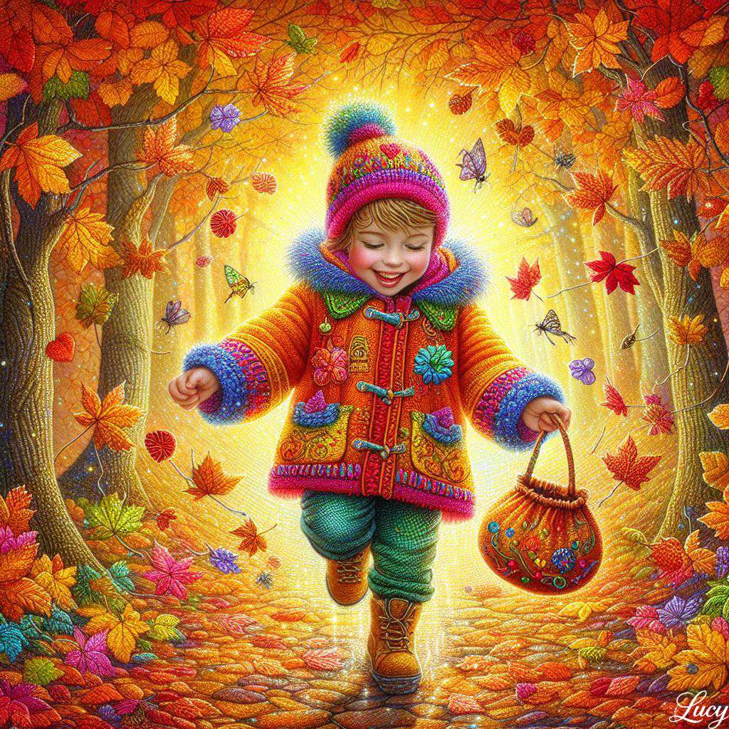 色鮮やかなコートを着た子供 オンラインパズル