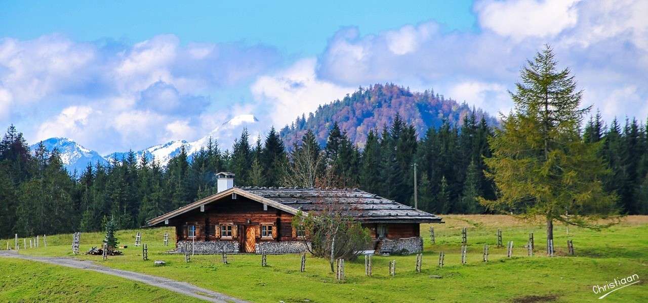 Hut, Huis, Bergen, Natuur. ジグソーパズルオンライン