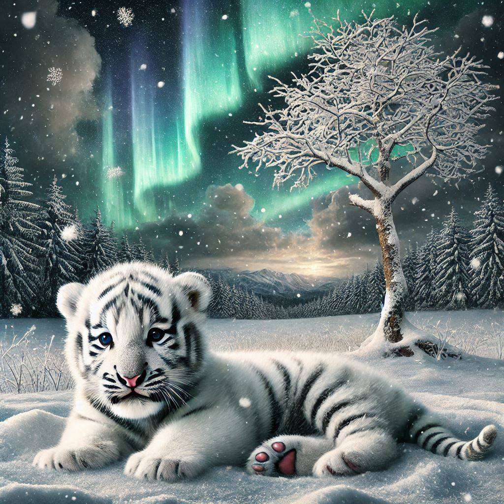 雪の中の虎の子 オンラインパズル