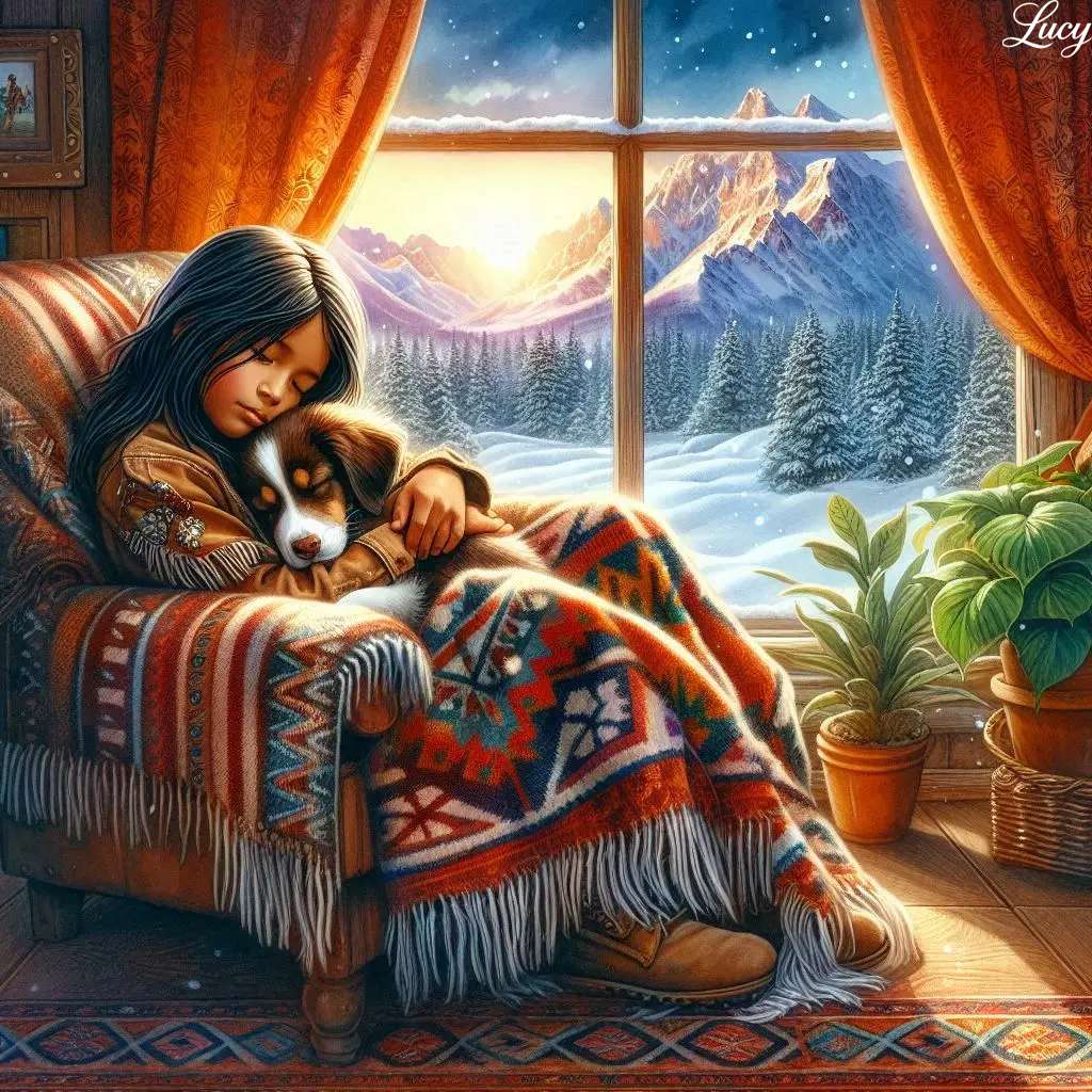 眠そうな茶色と白の子犬を抱きしめる ジグソーパズルオンライン