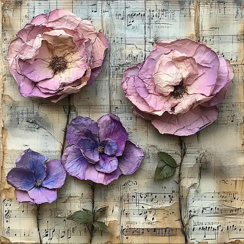 papír, rózsaszín virágok kirakós online