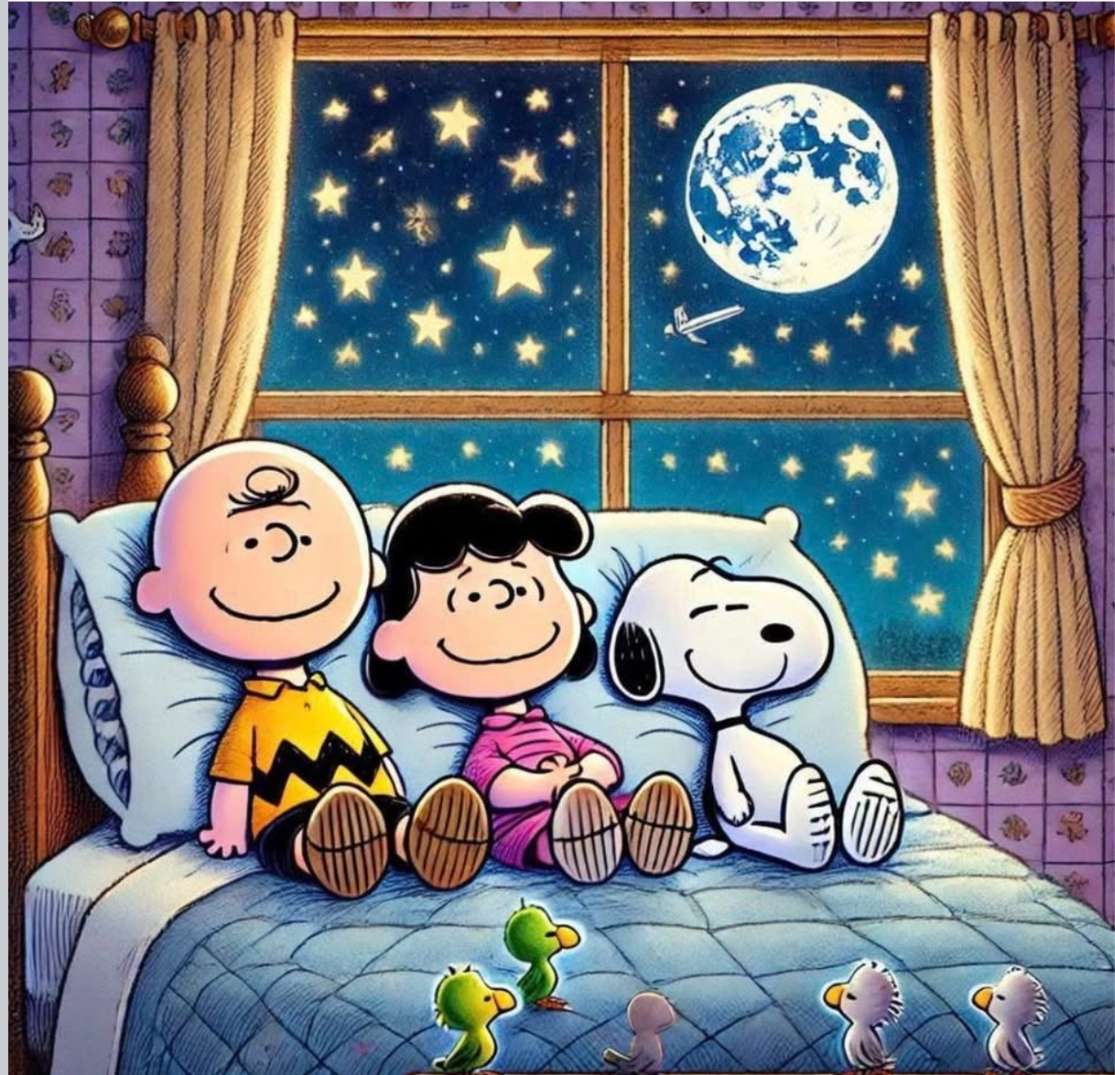 チャーリー、ルーシー、スヌーピーは居眠りするために本を読みます。 ジグソーパズルオンライン