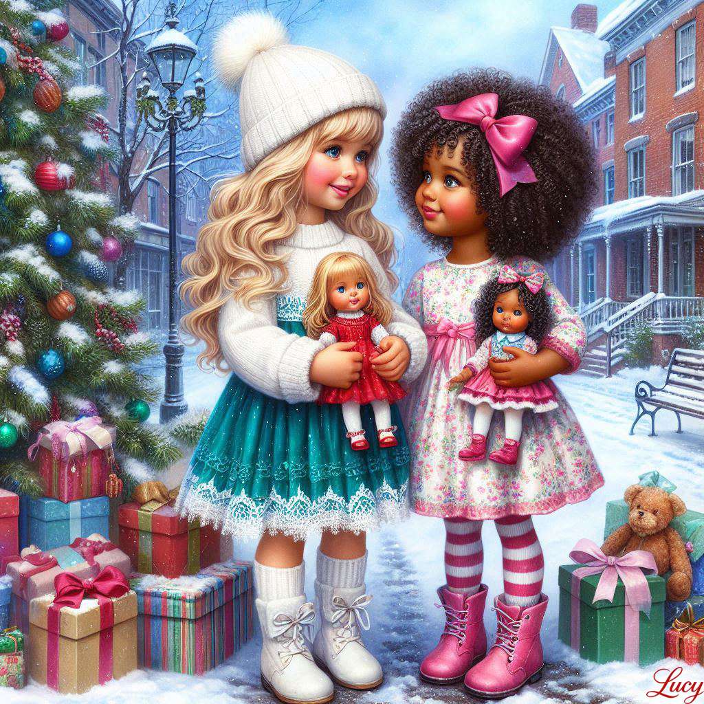 向かい合って立つ 2 人の若い女の子 ジグソーパズルオンライン