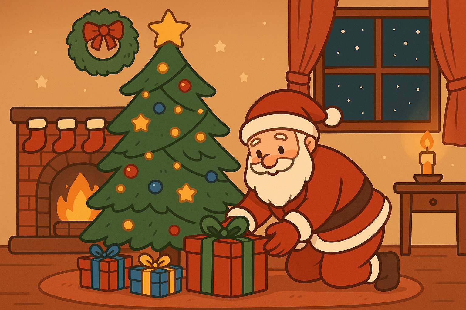 Mikulás és ajándékok kirakós online