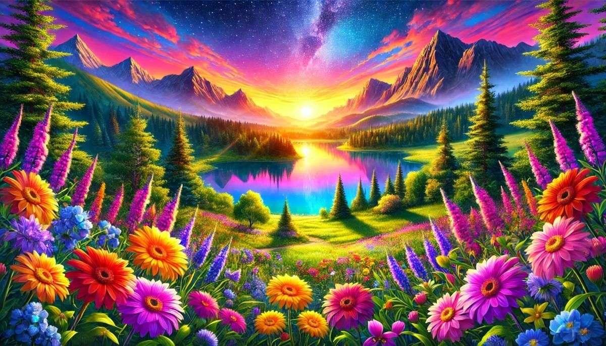 魔法のようなカラフルな夕日 オンラインパズル