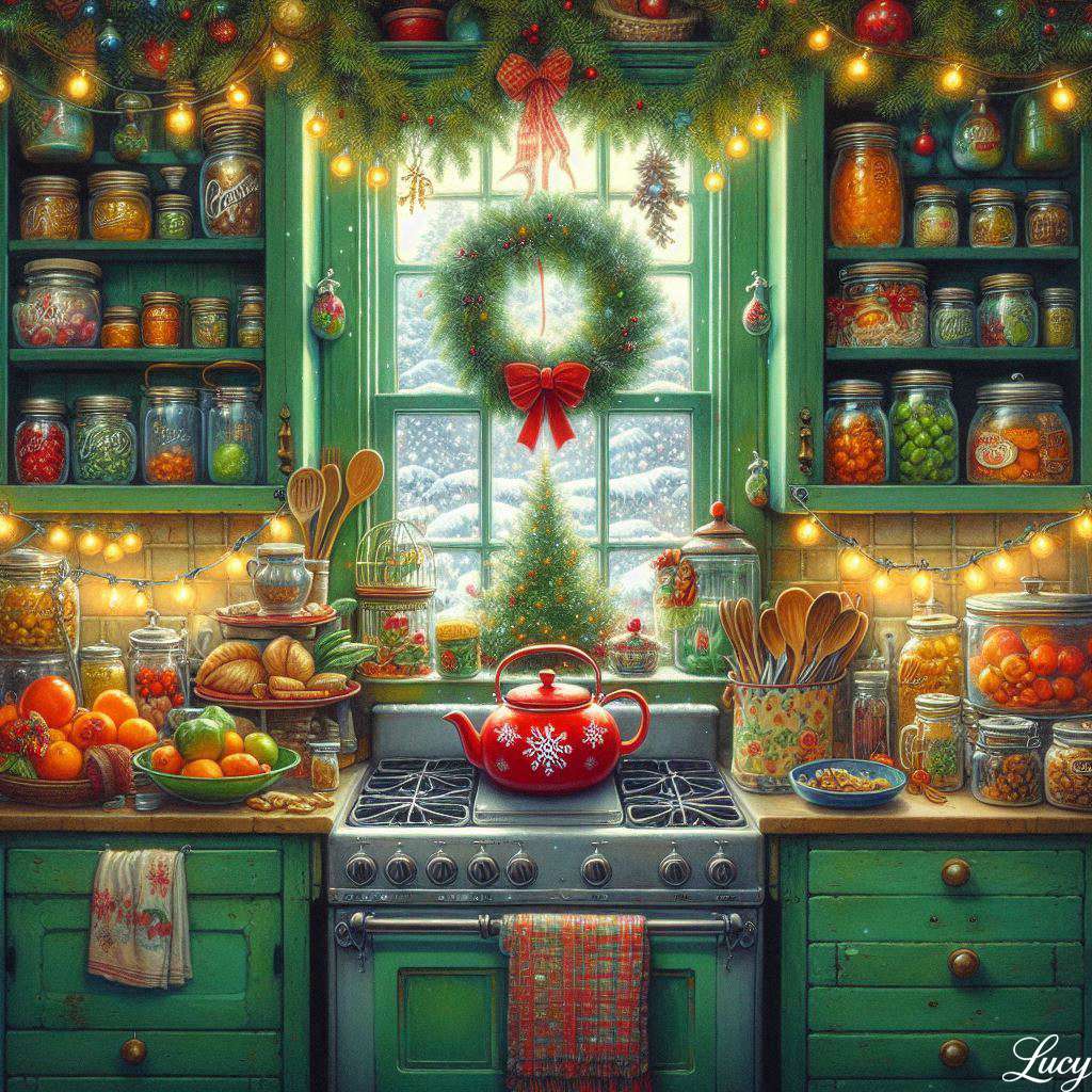 カントリーキッチンは休日の暖かさで輝きます オンラインパズル