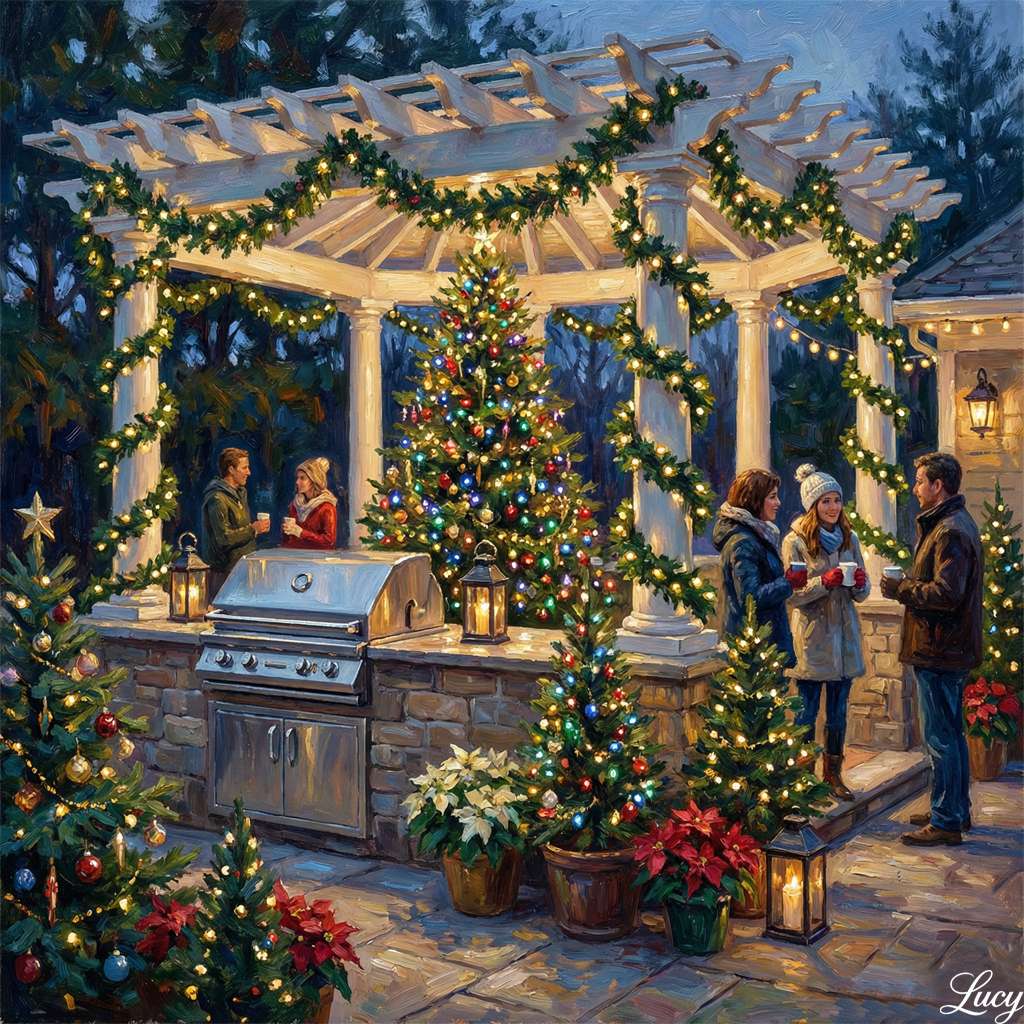 パーゴラもクリスマス仕様に飾りました ジグソーパズルオンライン