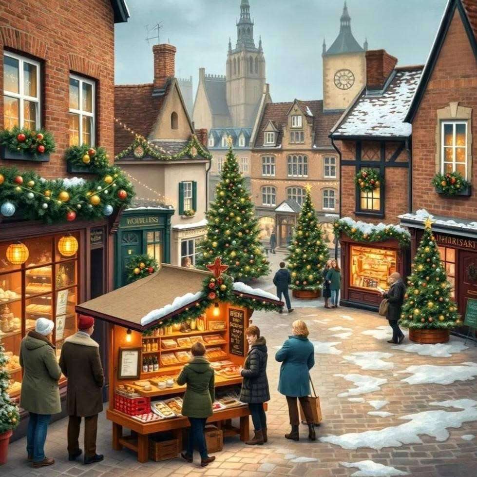 Szép kis város karácsonykor kirakós online