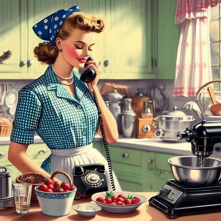 Gyönyörű hölgy a konyhában a régmúlt időkből kirakós online
