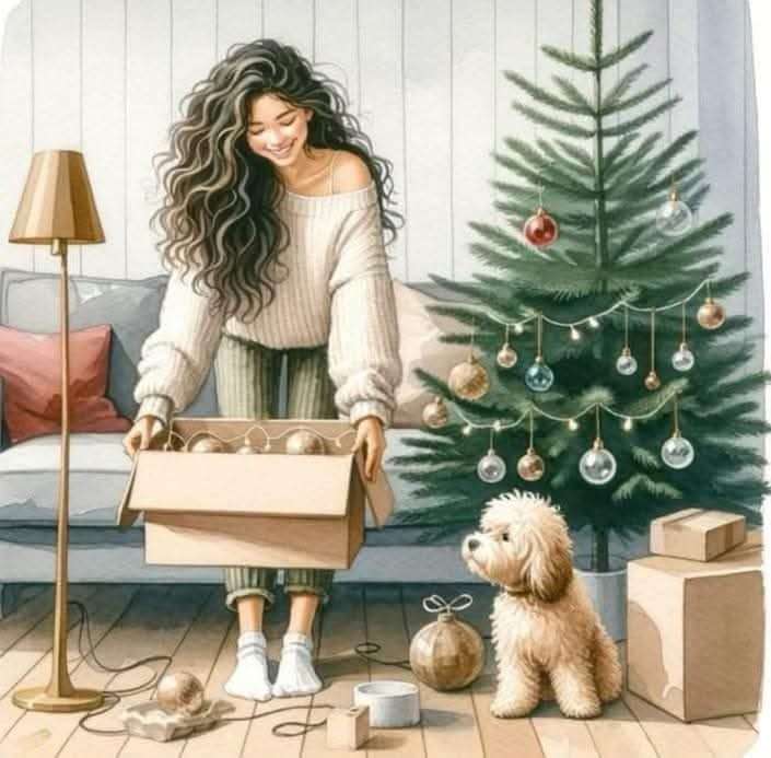 美しい女の子がツリーを飾る ジグソーパズルオンライン