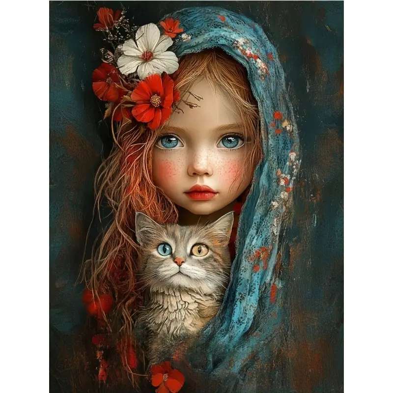 子猫の小さな女の子 ジグソーパズルオンライン