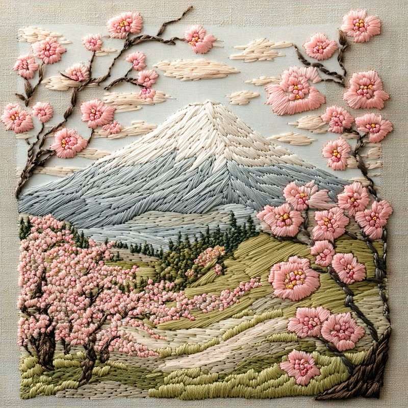 刺繍された春の絵 ジグソーパズルオンライン