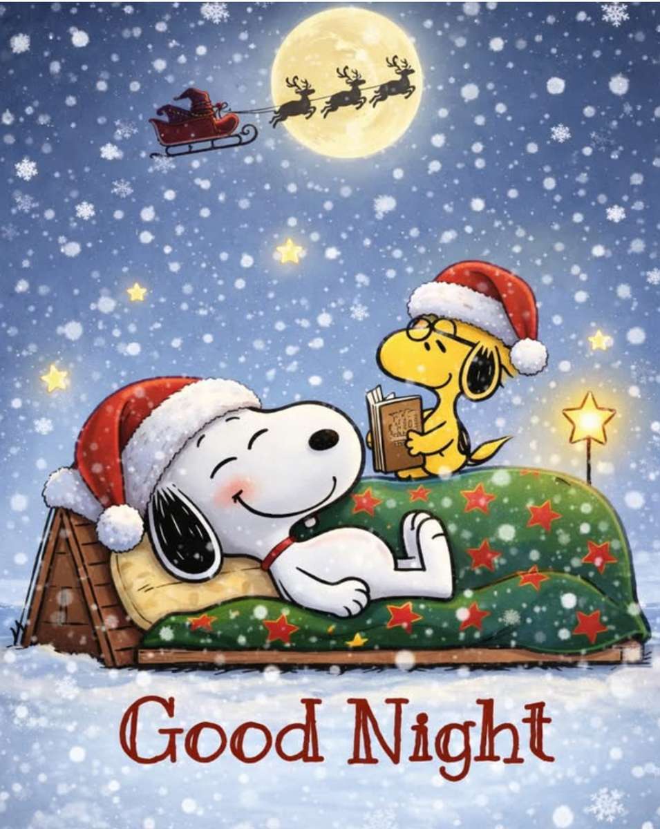 Era la noche antes de Navidad y Snoopy estaba en la cama. rompecabezas en línea