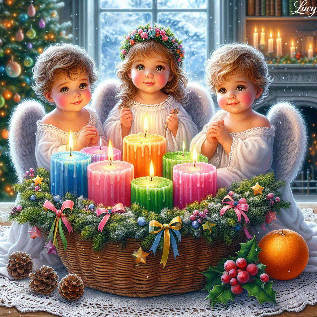 Joyfull cherubic angel children Puzzlespiel online