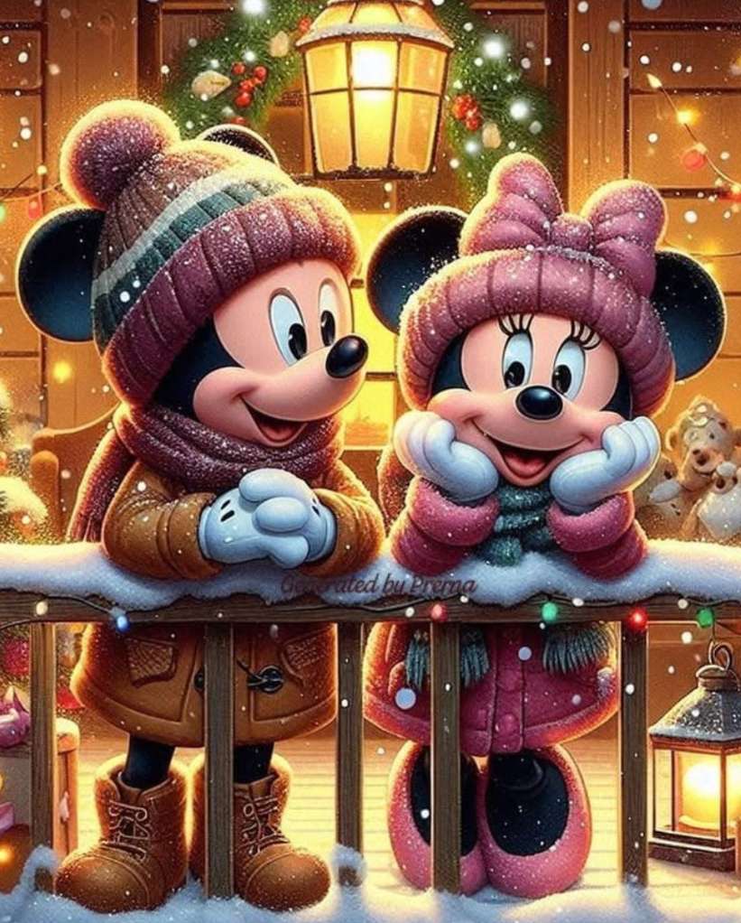 Mickey és Minnie eltölt egy pillanatot a szabadban. online puzzle