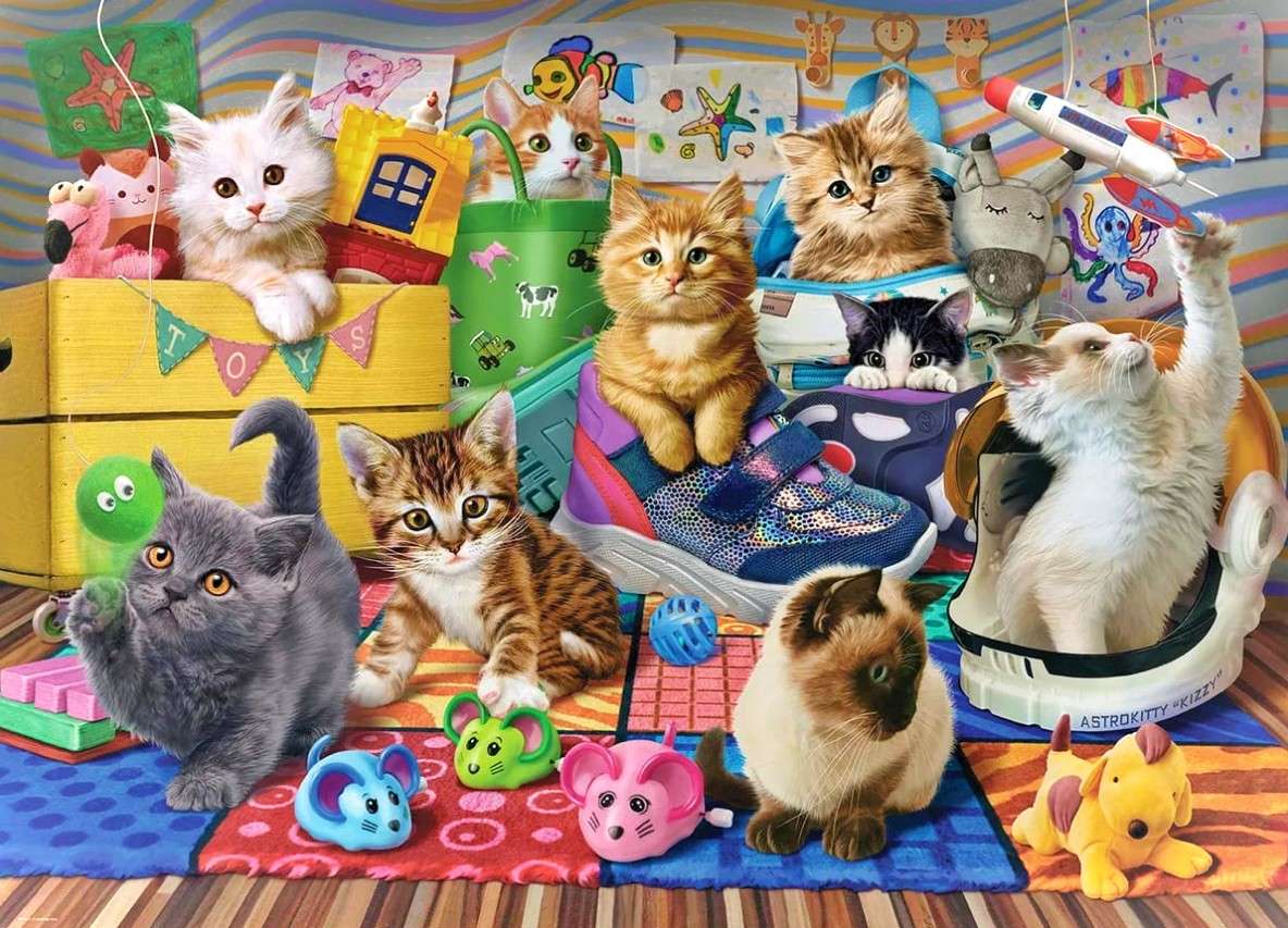 Gatitos jugando rompecabezas en línea