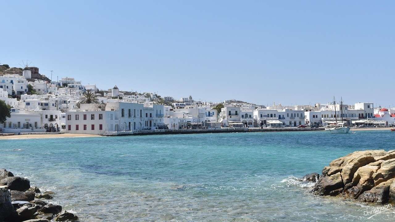 Mykonos, città, Grecia. puzzle online