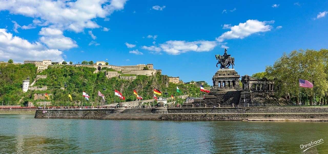 Koblenz, Monument, Rijn. legpuzzel online