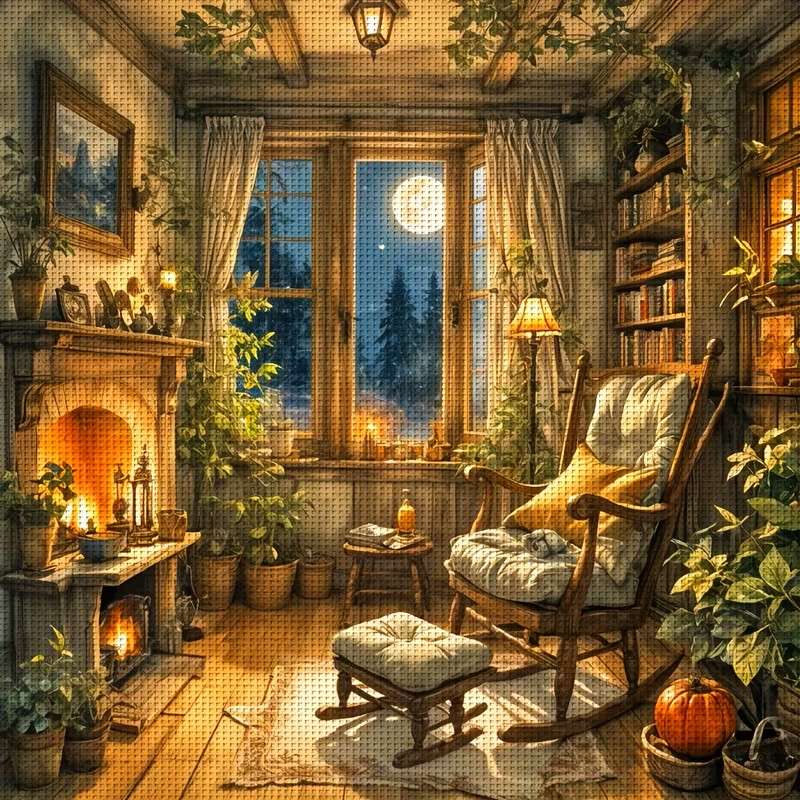 gezellige kamer met open haard legpuzzel online