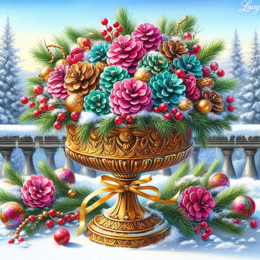 Festliches Winterstillleben im Freien Puzzlespiel online