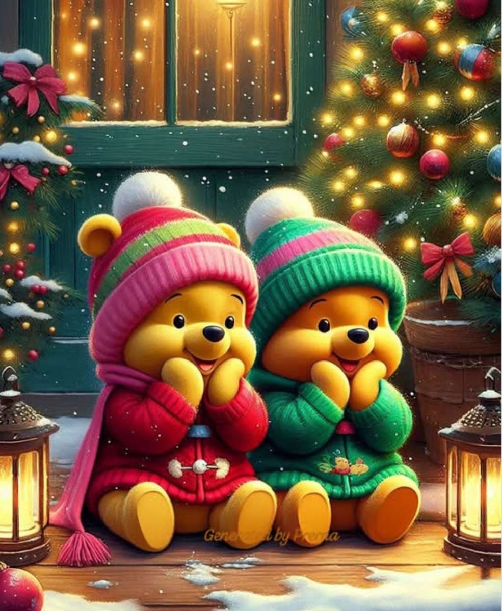 I bambini Pooh non vedono l'ora che arrivi il Natale. puzzle online