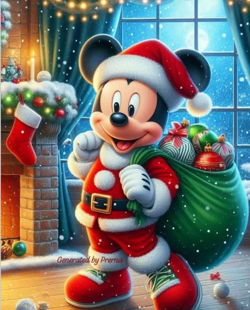 Mickey trae adornos para el árbol. rompecabezas en línea