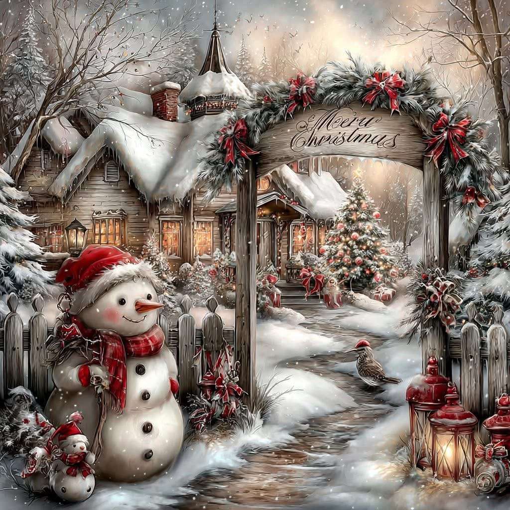 De magie van Kerstmis met sneeuw legpuzzel online