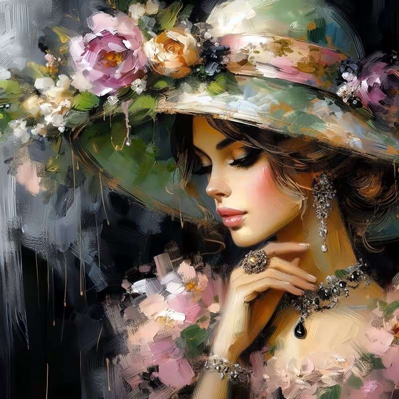 gyönyörű hölgy kalapban online puzzle