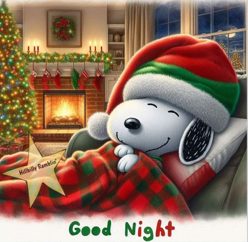 Snoopy slaapt bij de kerstboom. legpuzzel online