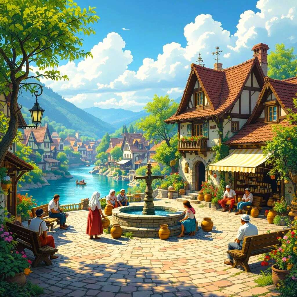 Na návsi (podle 𝕄_𝔸𝕀) skládačky online