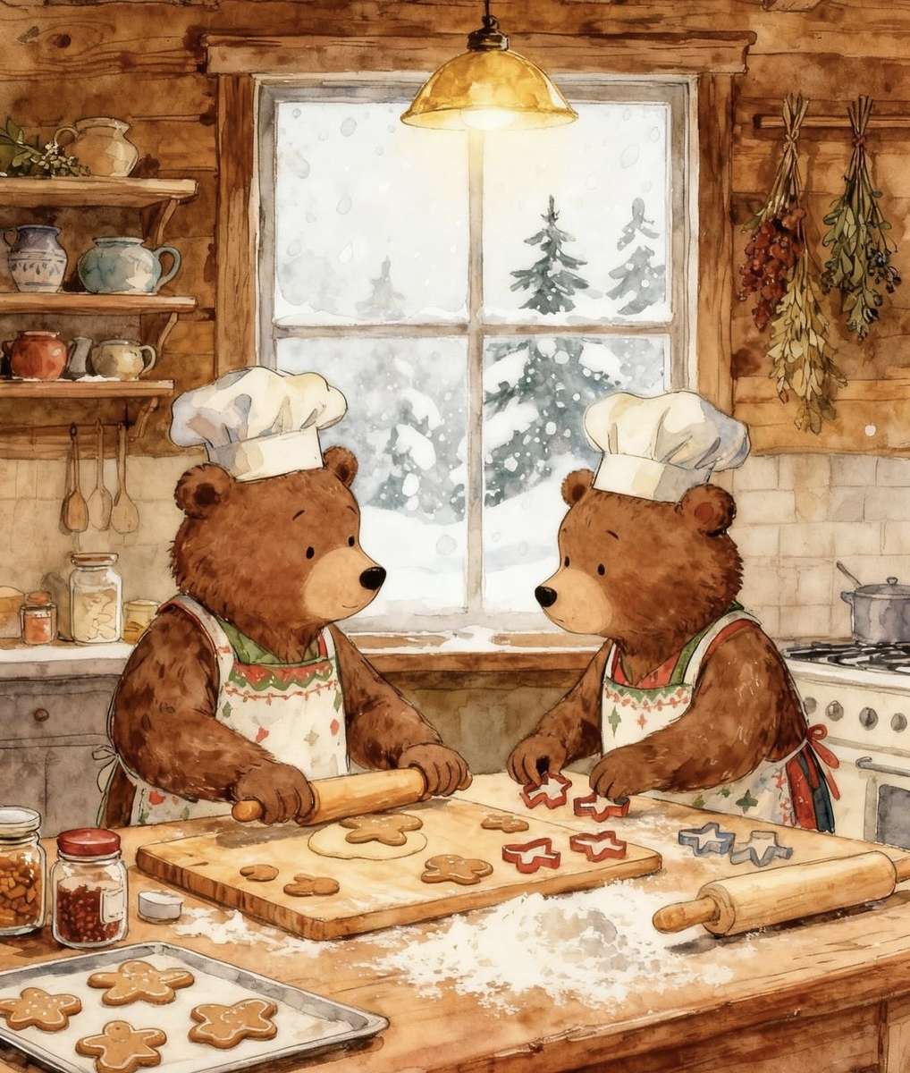 Urși care gătesc biscuiți puzzle online