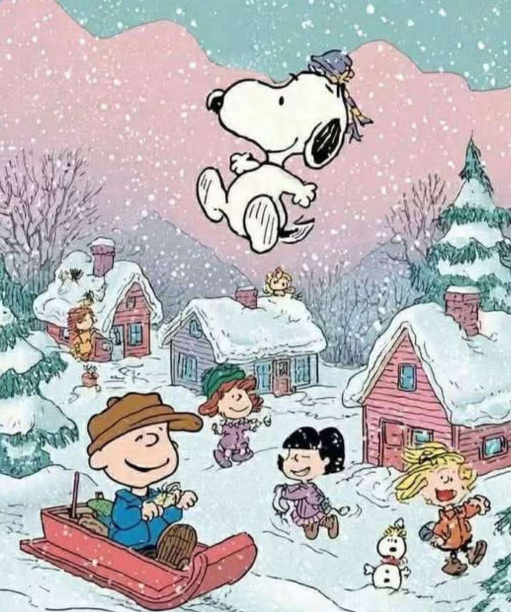 Снупи и бандата се забавляват в снега онлайн пъзел