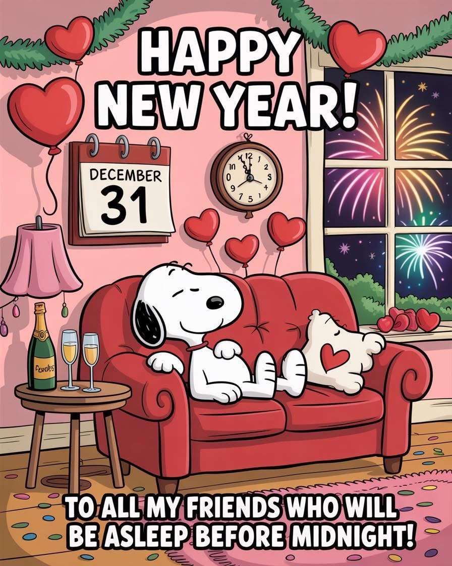 Снупи чака да започне новата година. онлайн пъзел