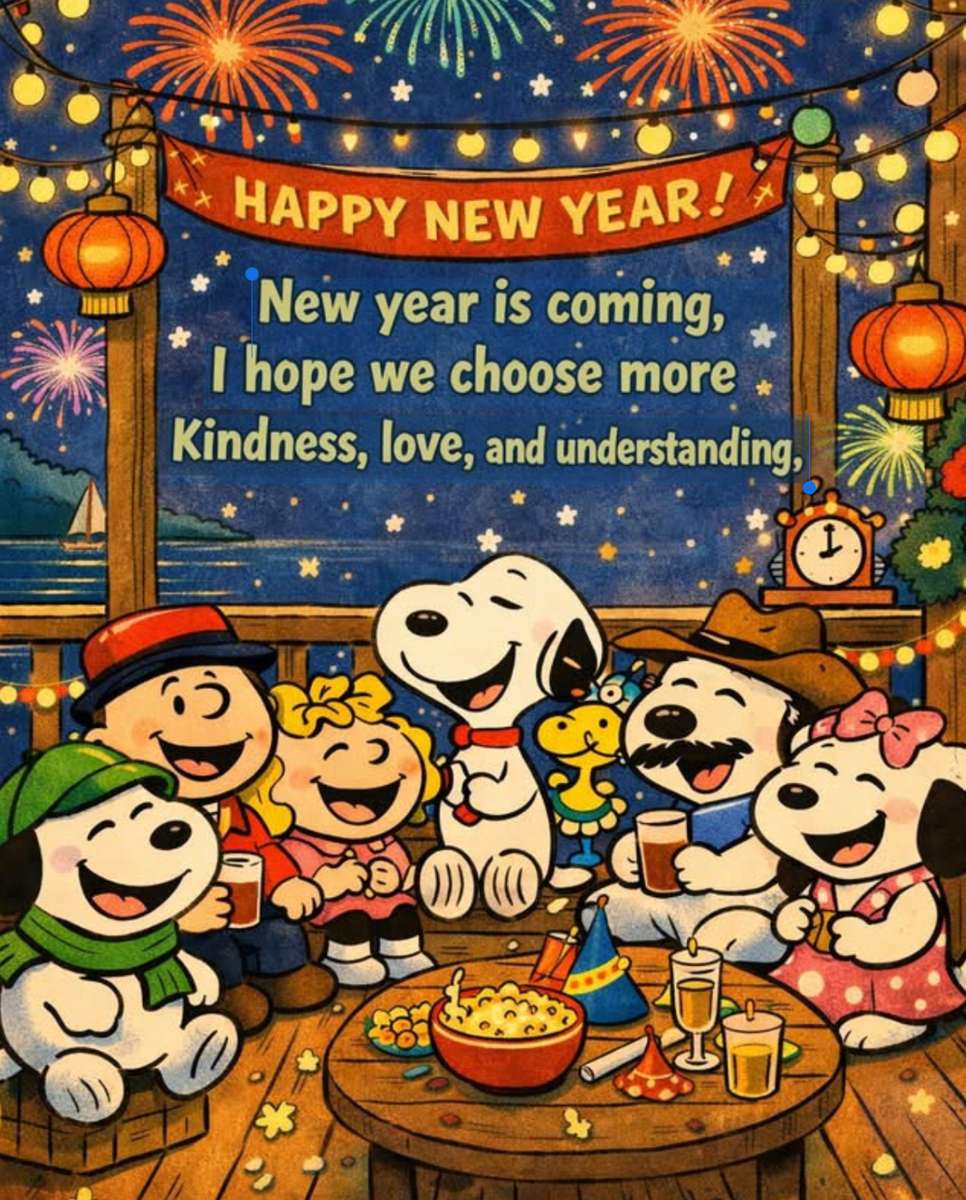 スヌーピーは「もうすぐ新年が来るね。」 オンラインパズル