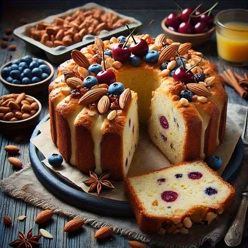 Kersttaart met gedroogd fruit legpuzzel online