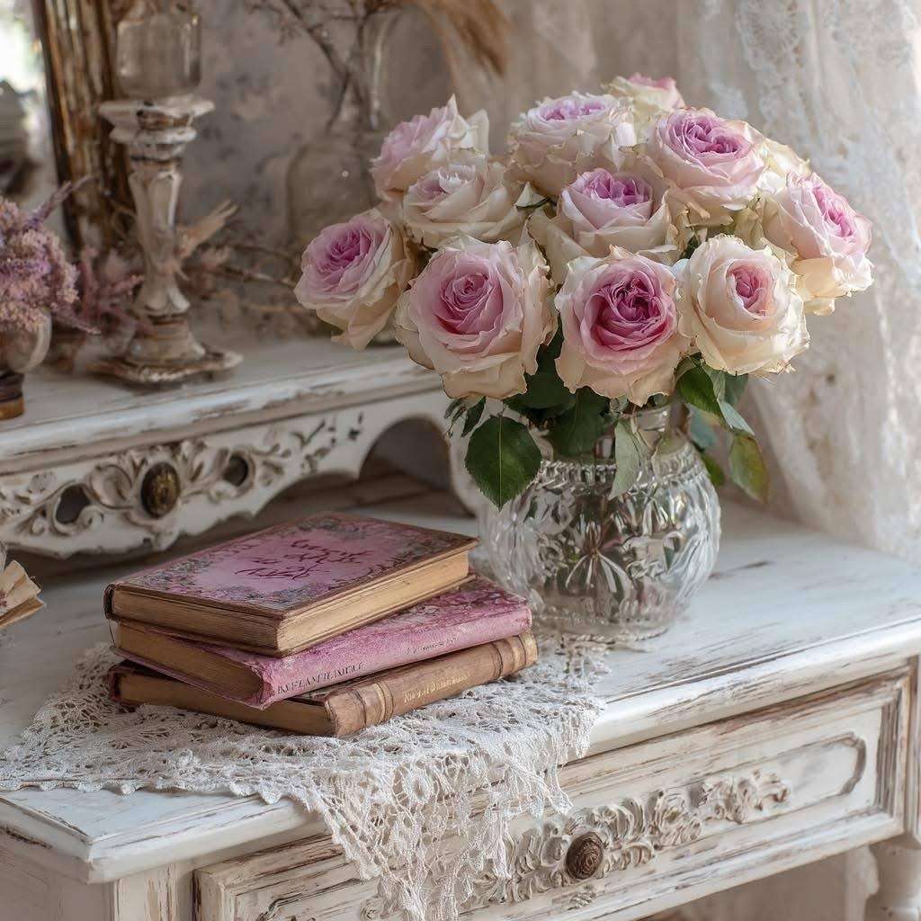 Букет рози във ваза онлайн пъзел