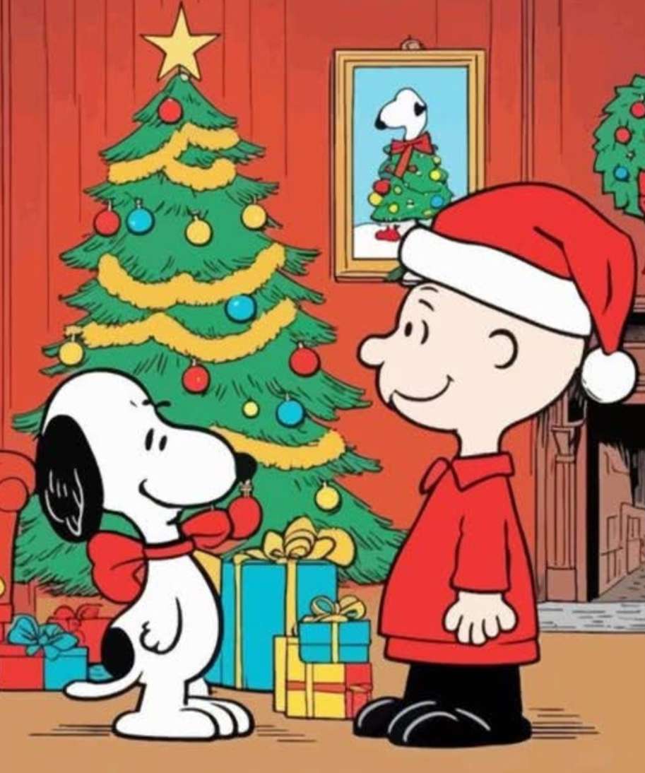 Снупи и Чарли са готови да разменят подаръците си онлайн пъзел