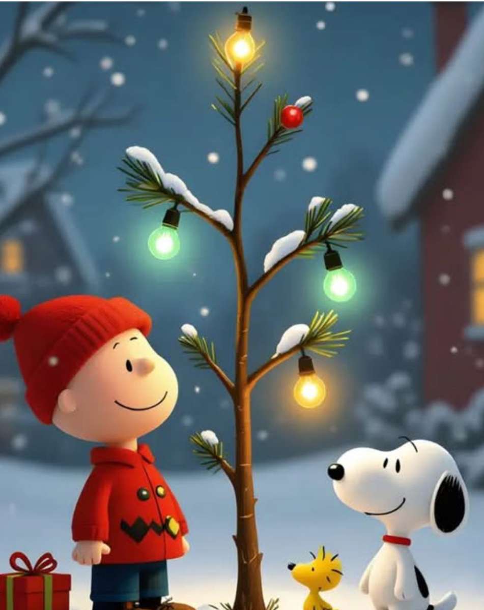 Un brad minunat pentru Snoopy și Charlie jigsaw puzzle online