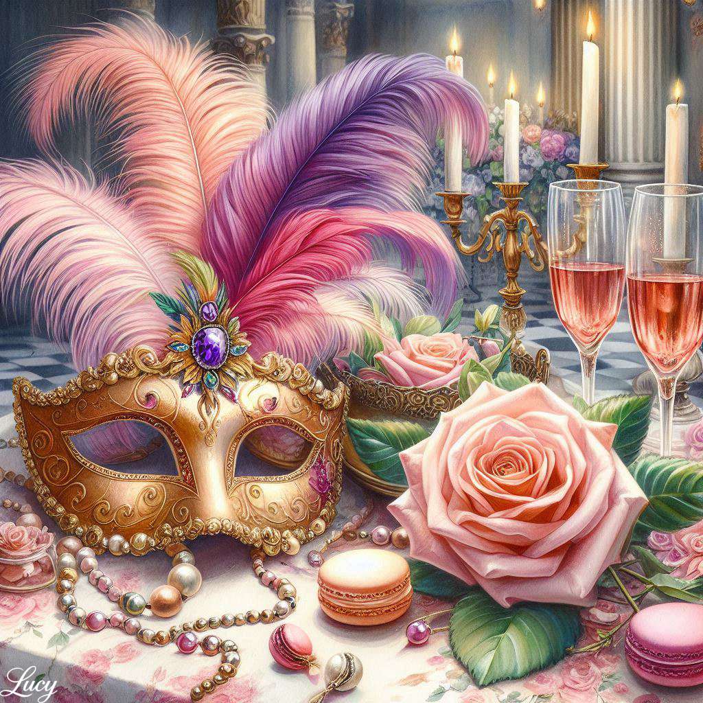 Una máscara de mascarada dorada rompecabezas en línea