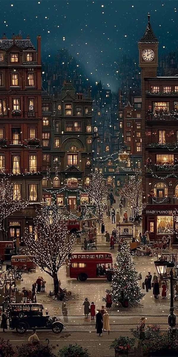 Buildings illuminated at night online puzzle