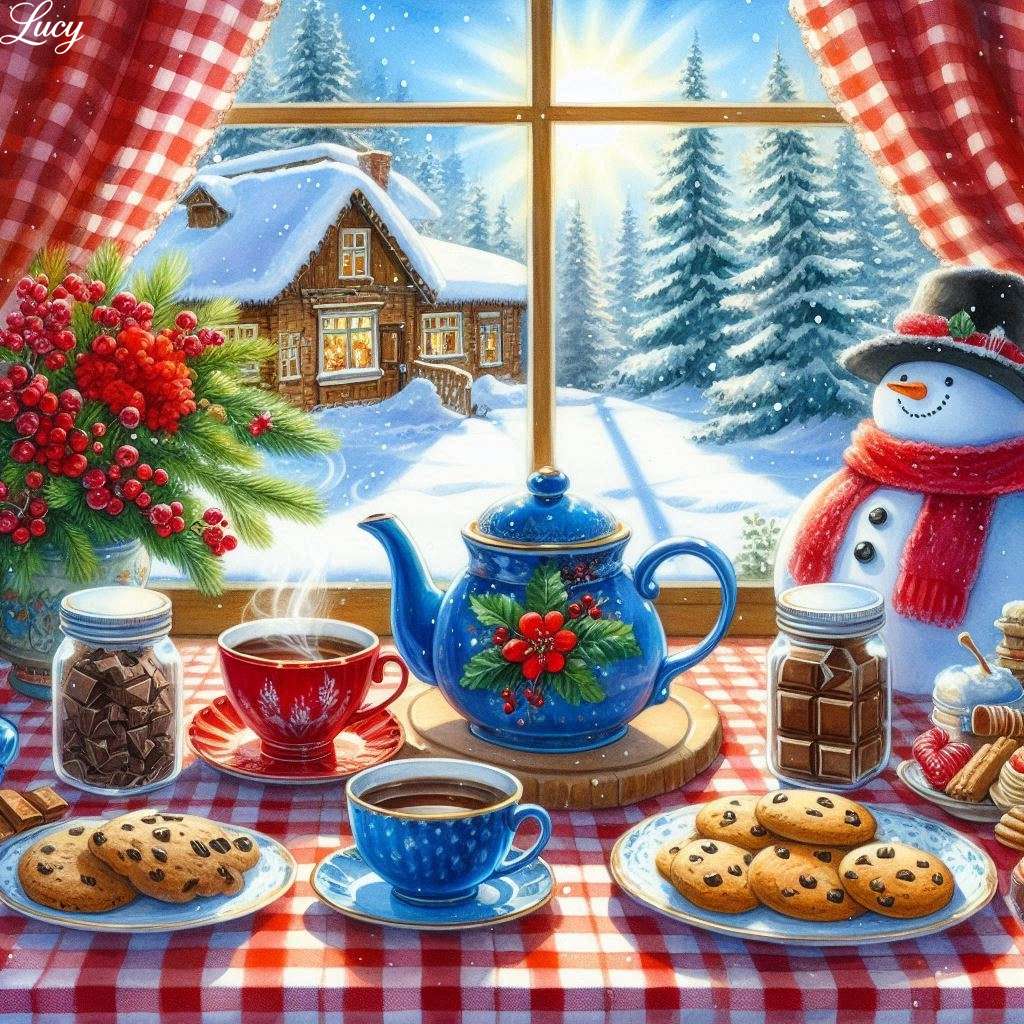 Uma cena aconchegante de manhã de inverno quebra-cabeças online