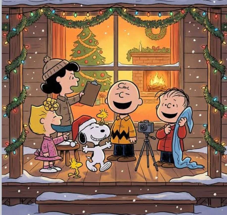 Lucy regisserar en fotografering för Peanuts-rollerna. pussel på nätet